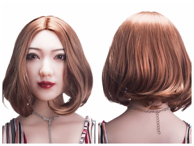 Brunette straight hair with middle parting