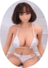 brunette, shoulder length with bangs