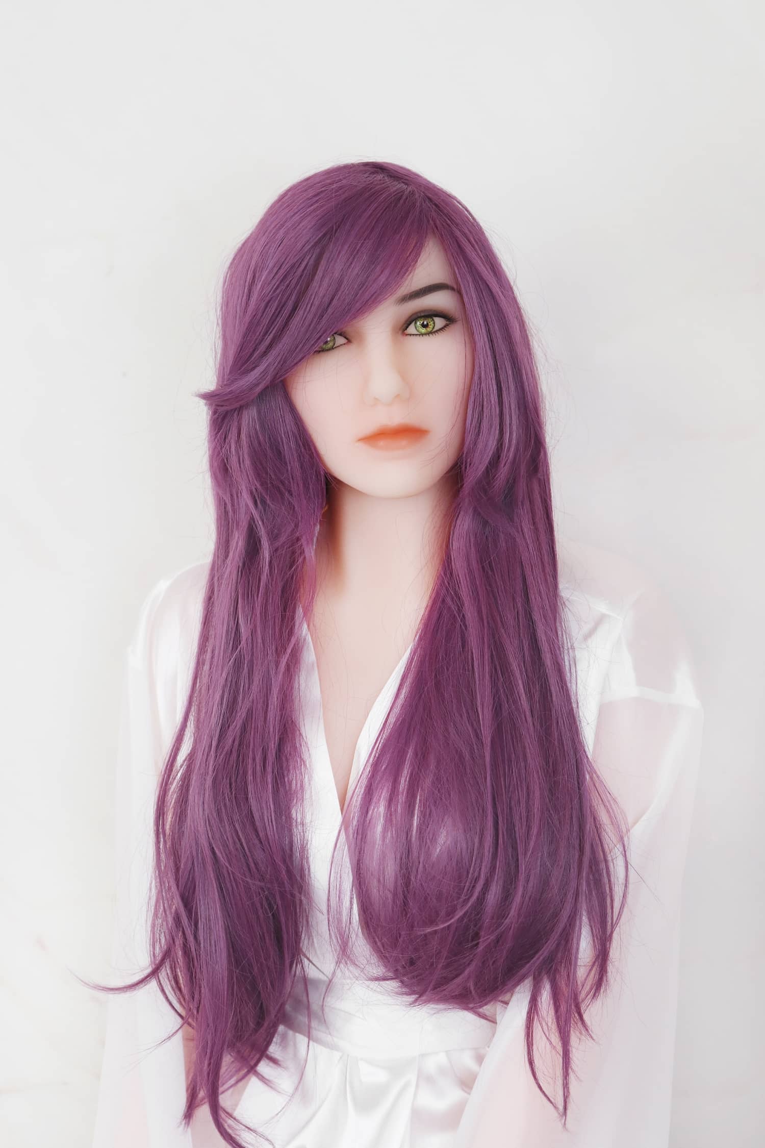 purple with bangs, long